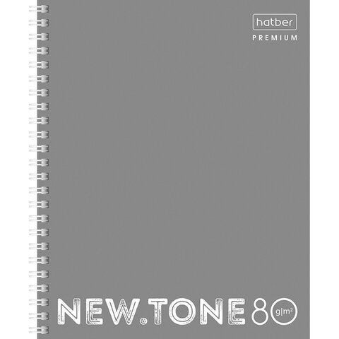 Тетрадь А5 80 л. HATBER Premium гребень, клетка, глянцевая ламинация, "NEWtone PASTEL Серый жемчуг", T388136, 80Т5лA1гр_05054