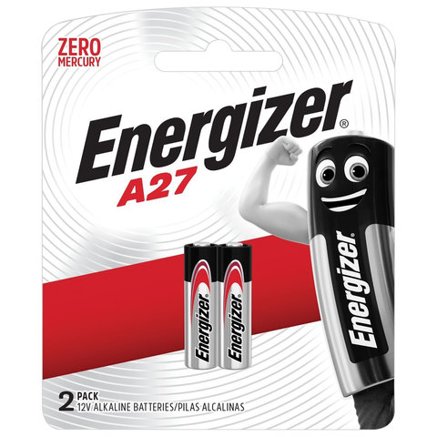 Батарейки ENERGIZER, A27 (27А), алкалиновые, для сигнализаций, КОМПЛЕКТ 2 шт., блистер, 639333