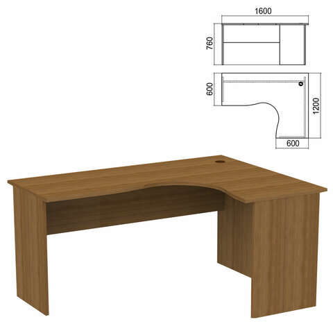 Стол компактный "Арго", 1600х1200х760 мм, правый, орех (КОМПЛЕКТ)