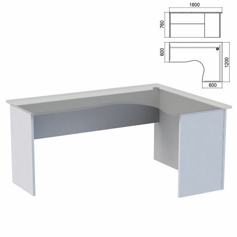Стол компактный ЧАСТЬ 2 "Арго", 1600х1200х760 мм, правый, серый