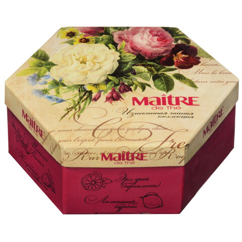 Чай MAITRE de The (Мэтр) "Цветы", АССОРТИ 12 вкусов, 60 пакетиков в конвертах, 120 г, баж 082