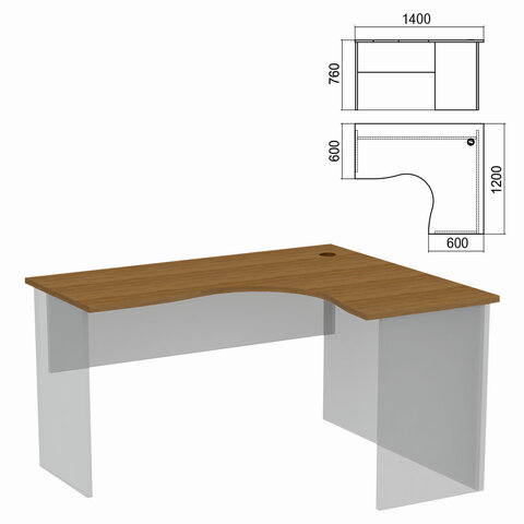 Стол компактный ЧАСТЬ 1 "Арго", 1400х1200х760 мм, правый, орех