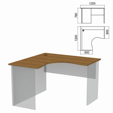 Стол компактный ЧАСТЬ 1 "Арго", 1200х1200х760 мм, левый, орех, А-203.60