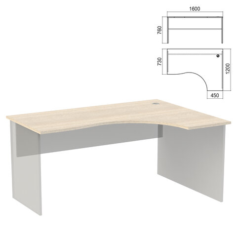 Стол эргономичный ЧАСТЬ 1 "Арго", 1600х1200х760 мм, правый, ясень шимо