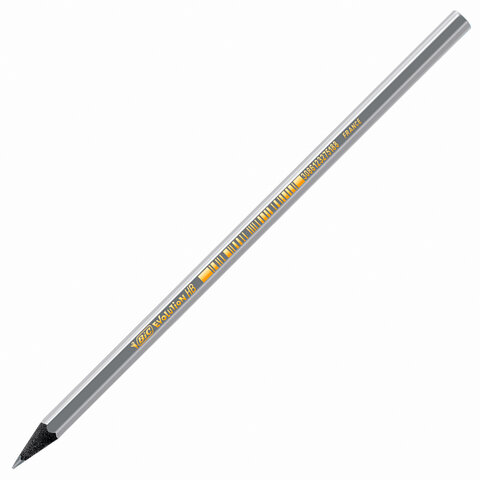 Карандаш чернографитный BIC, 1 шт., "Evolution ECOlutions Black", HB, без резинки, пластиковый, корпус серебристый, заточенный, 896017