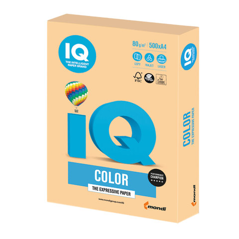 Бумага цветная IQ color, А4, 80 г/м2, 500 л., тренд, золотистая, GO22