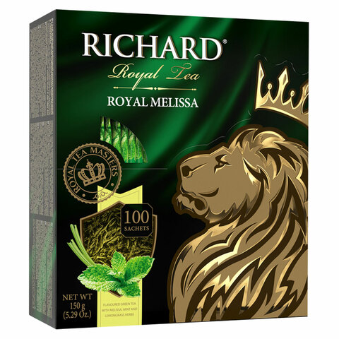 Чай RICHARD "Royal Melissa", зеленый, 100 сашетов по 1,5 г, 101427