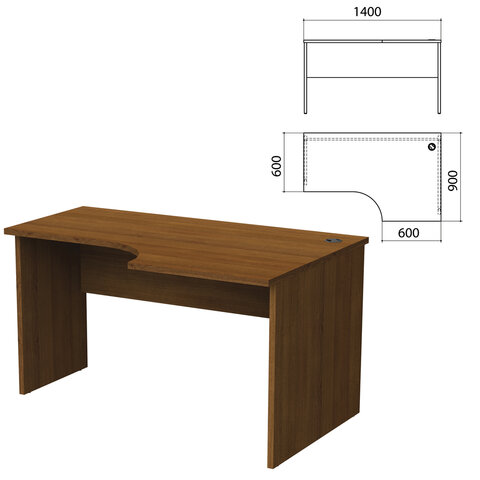 Стол письменный эргономичный "Этюд", 1400х900х750 мм, правый, орех (КОМПЛЕКТ)
